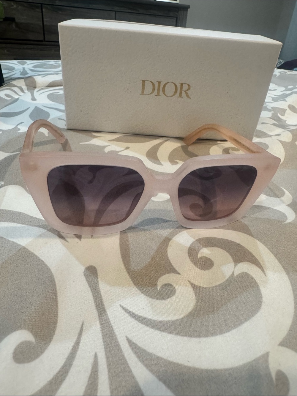 Dior Pale Pink Square Sunglasses with Gradient Lenses